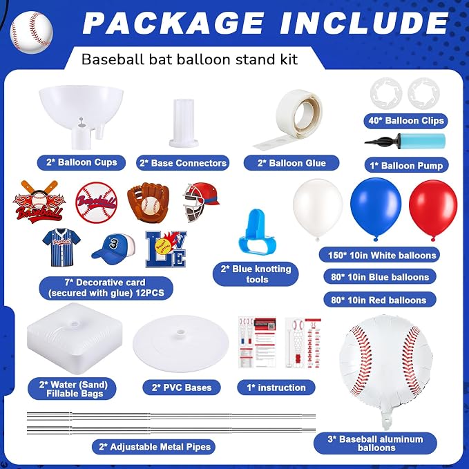 Gejoy 2 Sets Baseball Balloon Column Stand Kit - Image 2