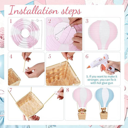 Meooeck 8 Sets Hot Air Balloon Tables Centerpieces, 11.8'' Paper Lantern Party - Image 3