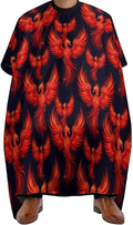 Women Red Fire Flame Bird Black Hair Salon Cutting Cape, Large Long Hairdressing Apron for Home Stylists, Haircut Tools