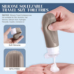 Travel Bottles for Toiletries, 3oz TSA Approved Travel Size Toiletries, Silicone Leak-Proof Refillable Containers, Squeezable Liquid Essentials Bottles W/Clear Bag (CREAM)