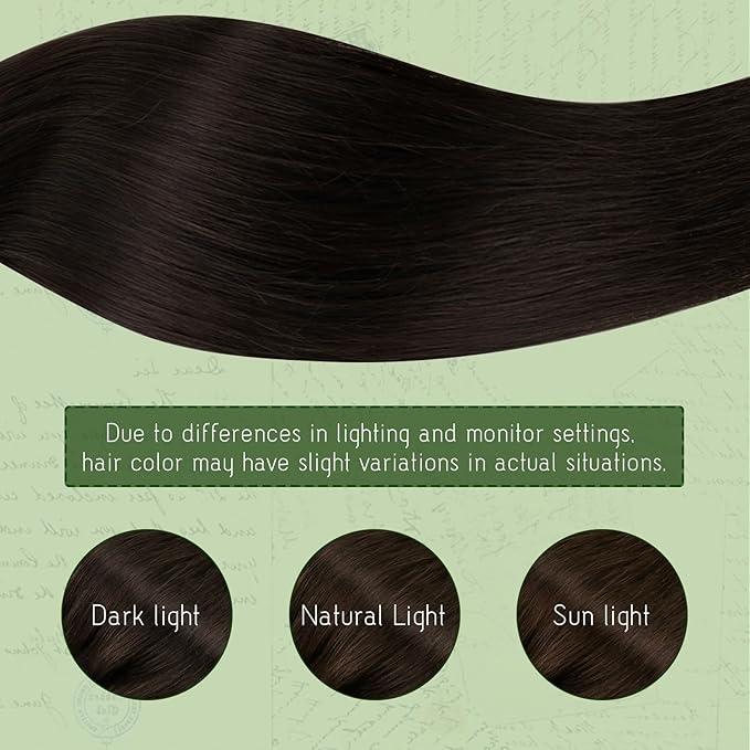 RUNATURE Real Human Hair Clip in Extensions, Brown Hair Extensions Clip Ins, Long Clip in Hair Extensions 20 Inch, Double Weft Remy Natural Hair, Add Hair Length, 120g 7pcs #2 Dark Brown