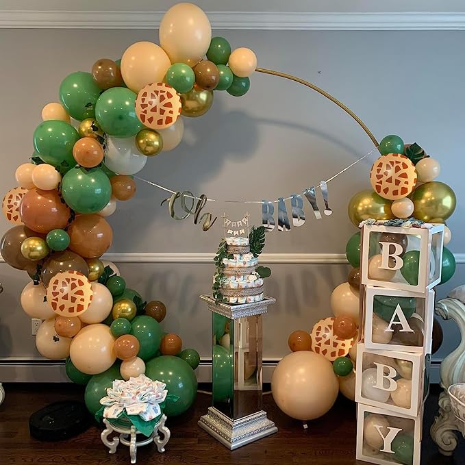 Green Brown Balloons 60 Pcs Jungle Safari Sage Green Brown Gold Cream Balloons - Image 6