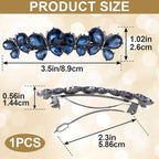 Joez Wonderful Rhinestone Hair Clip Sparkly Crystal Barrettes French Wedding Prom Engagement Pageant First Communion Hair Decorative Accessories for Women Bride Thick Long Hair (Butterfly Blue, 1 Pcs)