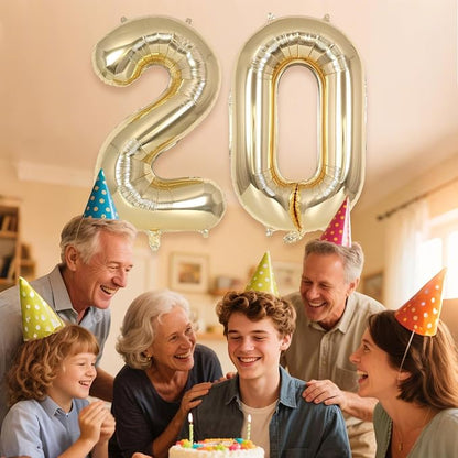 Champagne Gold Large Number 20 Balloon, 40 Inch Light Gold Foil Helium Number - Image 6