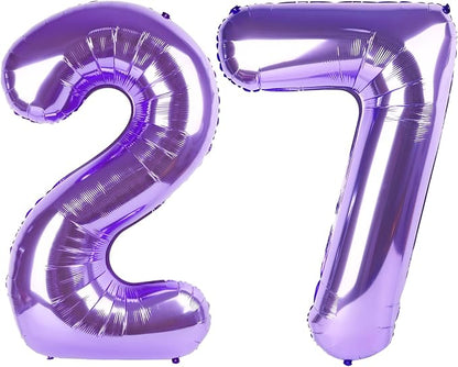 27 Balloon - Purple Birthday Number Balloons, 40 Inch Decorations Men Women | by ALPHADELTAPI