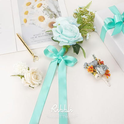 Ribbli Aqua Blue Double Faced Satin Ribbon, 1” x Continuous 25 Yards, Use - Image 3