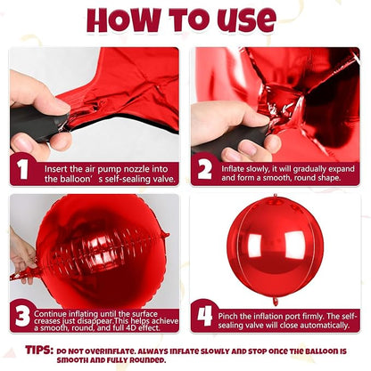 Red and Gold Round Balloons Foil, Metallic Gold Red Balloons - Image 8