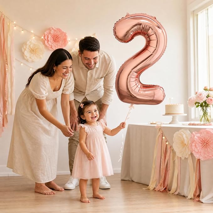 40 Inch Rose Gold Number 2 Balloon, Giant Number Balloons, Birthday Decor | - Image 5