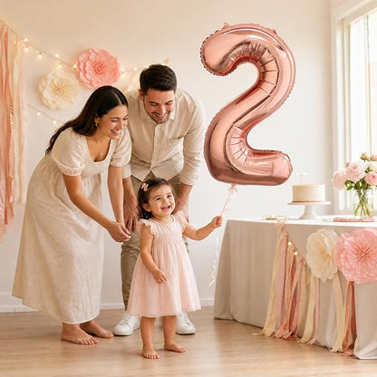 40 Inch Rose Gold Number 2 Balloon, Giant Number Balloons, Birthday Decor | - Image 5