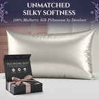 DECOLURE 100% Pure Mulberry Silk Pillow Case King Size – Highest Grade 30 Momme 6A+, Luxuriously Soft & Cooling Silk Pillowcase for Hair & Skin, Hypoallergenic, Breathable, Hidden Zipper (Ivory)