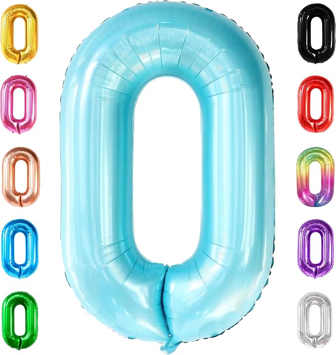 KatchOn Light Blue 0 Balloon Number 40 Inch | 0 Foil Balloon, Light Blue Zero by KatchOn