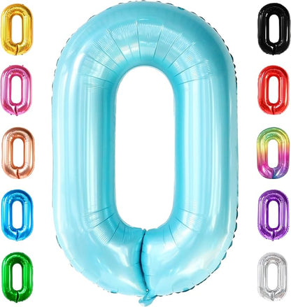 KatchOn Light Blue 0 Balloon Number 40 Inch | 0 Foil Balloon, Light Blue Zero by KatchOn