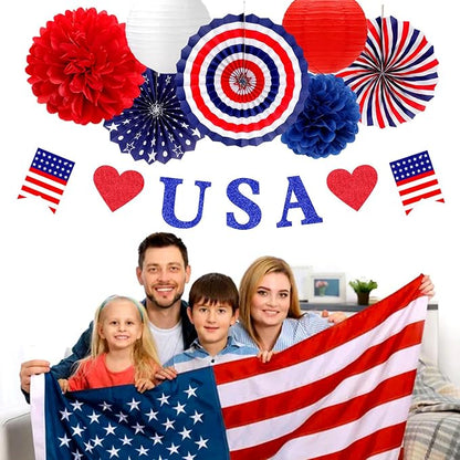 Red-White Blue Memorial-Day Patriotic Decorations - Image 5