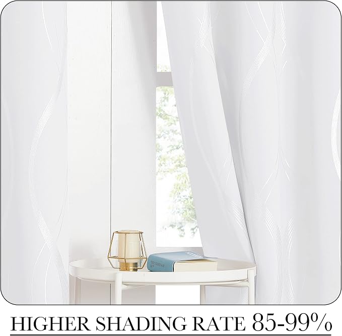 NICETOWN White Curtains Panels for Bedroom 2 Panles Set, 52 inch x 84 inch - Image 4