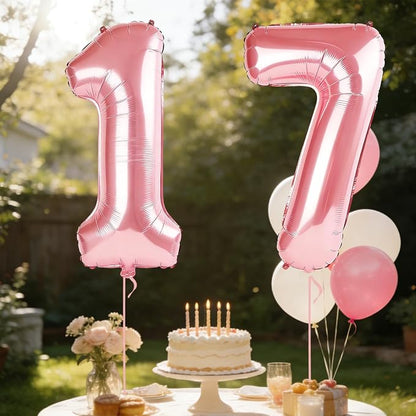 40 Inch Number 17 Balloons for 17th Birthday Party Decorations, 0-100 Jewelry - Image 3