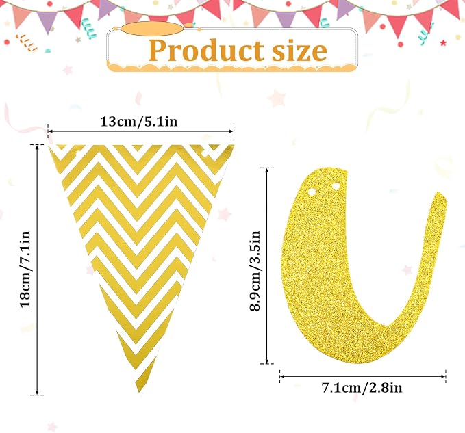 Congratulations Banner, Glitter Congratulations Decorations Triangle Flag Banner - Image 3