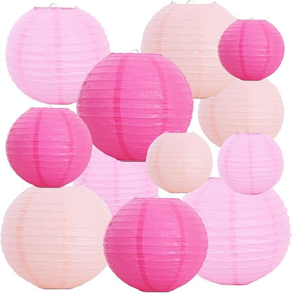 BEISHIDA Pink Mix Paper Lanterns 12Pcs 6/8/10/12 Inch Round Chinese Lamp | by Beishida