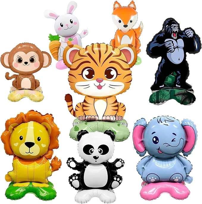 8-Piece 3D Foil Wildlife Balloon Set—Freestanding Jungle Animal Set: Lion by Unknown
