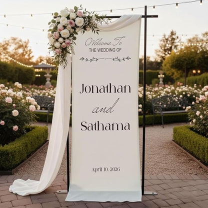 Wedding Welcome Sign Banner Personalized Custom Name Linen Fabric Wedding - Image 2