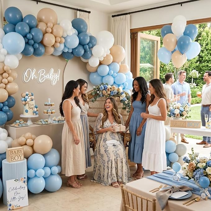 Dusty Blue Balloons 60PCS 12Inch Slate Baby Light Blue White Balloon | Sand - Image 8