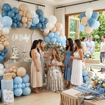 Dusty Blue Balloons 60PCS 12Inch Slate Baby Light Blue White Balloon | Sand - Image 8