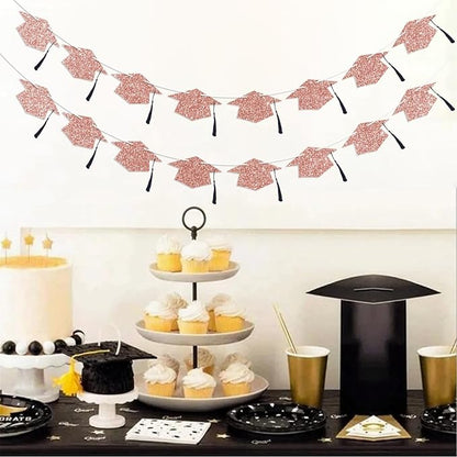 Graduation Decorations Class of 2026 Rose Gold Graduation Cap Banner - Image 5