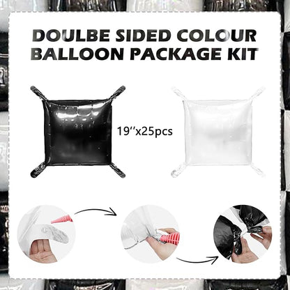25Pcs Black and White Square Foil Balloons Wall Tunnel Backdrop Double Sided - Image 2