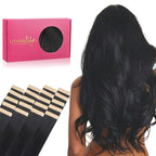 WENNALIFE Tape in Hair Extensions Human Hair, 20pcs 40g 12inch Jet Black Remy Hair Extensions Straight