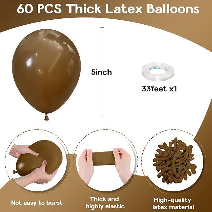 Jobkoo Brown Balloons 5 Inch - Image 2