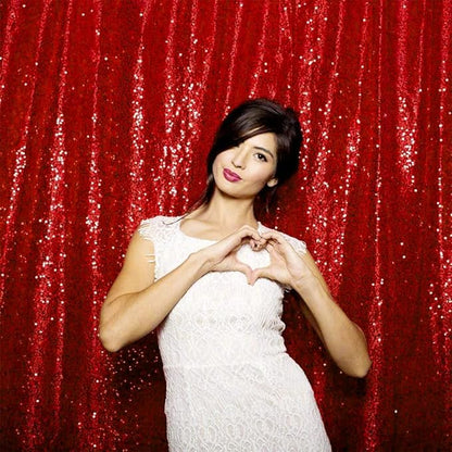 JYFLZQ Red Sequin Backdrop Curtains 10ft x 10ft 1 Panel Glitter Photo Booth by JYFLZQ