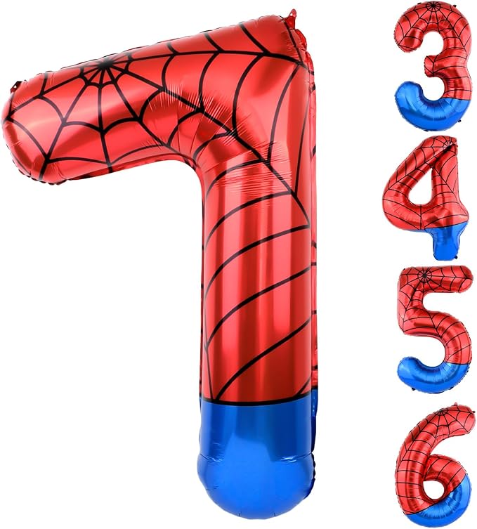40 Inch Vibrant Spider-Themed Number Foil Balloons by AXBMM