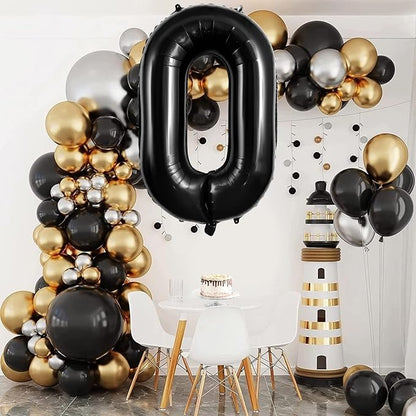 Black Number 0 Balloons 40 Inch Large Foil Balloons, Giant Number Balloon - Image 3