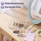 8 Pcs No bend Hair Clips No Crease Makeup Duckbill Clip No Dent Creaseless Flat Alligator Hair Barrettes for Salon Hairstyle Women Girls Accessories Cellulose Acetate(Leopard03)
