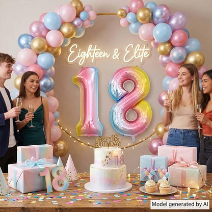 Rainbow Ombre Number 18 Balloon 40 Inch Pastel Foil Decor - Image 2