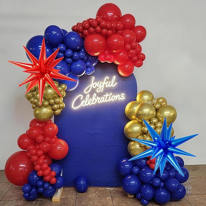 Red Blue Gold Balloons, 12inch Red And Blue Balloons - Image 4