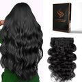 Clip in Hair Extensions Real Human Hair Body Wave 1 Jet Black Clip in 100% Brazilian Remy Human Hair Extensions 8pcs Per Set with 18 Clips Double Weft 18 Inch 100g/3.6oz
