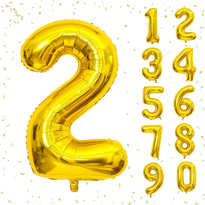 40 Inch Gold Number Balloons, Helium Mylar Foil Number Balloons by Unknown