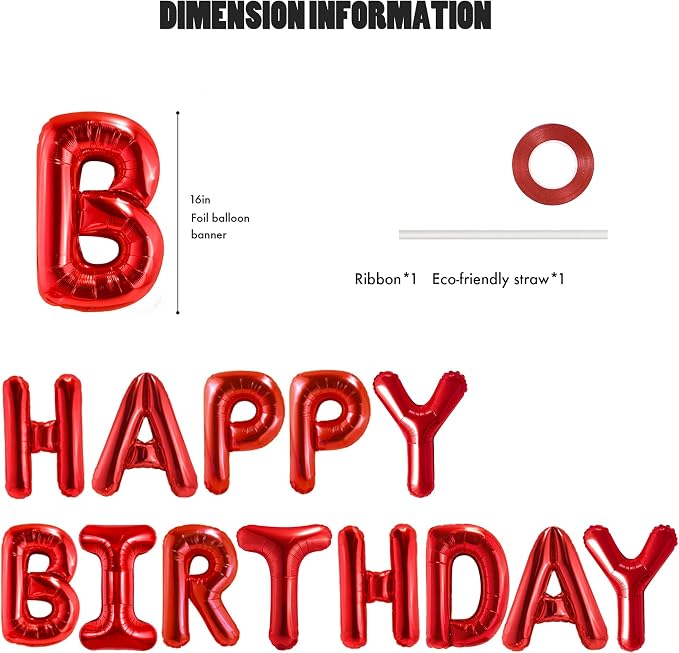 CANREVEL Happy Birthday Banner Decorations + Sign Balloons, - Image 2