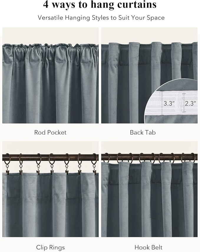 Stone Blue Velvet Drapes Back Tab - Image 2