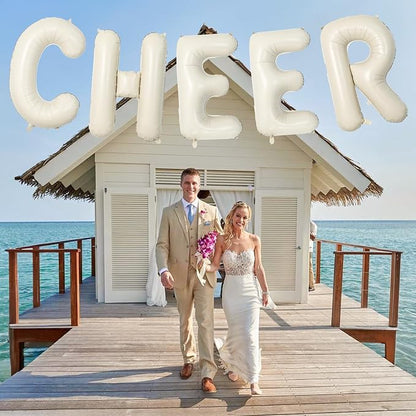 Big Letters Balloon E, 40 Inch Cream White Sand Helium Mylar Alphabet - Image 6