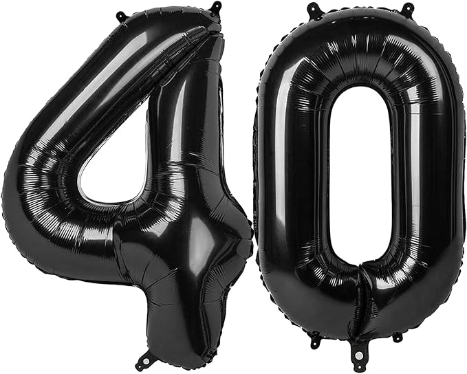 40 Balloon - Black Birthday Number Balloons, 40 Inch Decorations Men Women | by ALPHADELTAPI