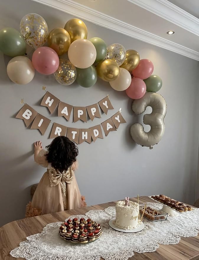 Pink and Green Balloons, Latex Party Decor | Sage Green Blush Pink Gold - Image 8
