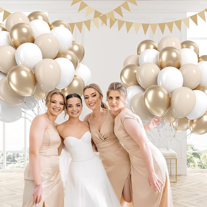 60pcs 12inch Gold and White Balloons - Image 5