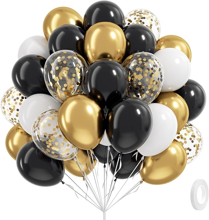 Black White and Gold balloons by Vicduotex
