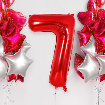 Red Number 7 Balloon 40 Inch, Big Large Foil Helium Number Balloons, Jumbo - Image 3