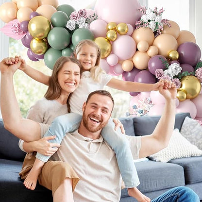 Dusty Green Purple Pink Balloon Arch Kit, Pastel Balloons Garland Party - Image 5