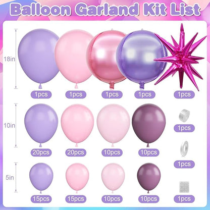 Pastel Pink Purple Balloon Arch Garland Kit - Image 2