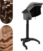 Standing Hair Steamer, 7 Color Hooded Micro Ozone Hair Care Machine Adjustable Height & Wheels with Intelligent Operation Panel for Oiling/Coloring/Conditioning/Perming (Black)