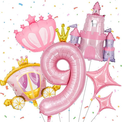 Minyu 6-Piece Princess Theme Party Decoration Set: Princess Carriage + Pink by Unknown