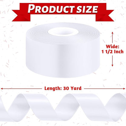 1 1/2In 30Yards Polyester White Ribbons - Image 2